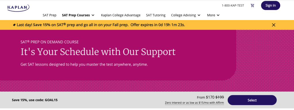 kaplan on demand sat course