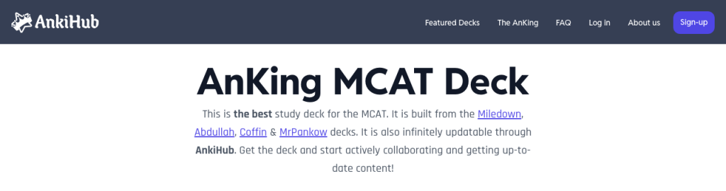 AnKing MCAT Anki deck on AnkiHub