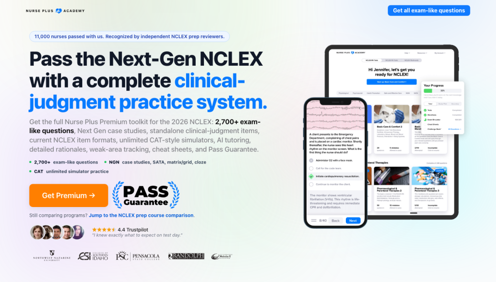 Nurse Plus Academy NCLEX Premium page